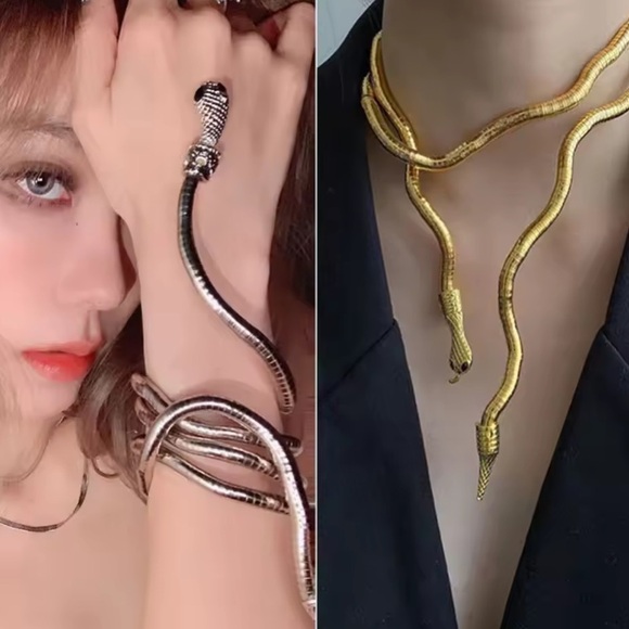 Serpenti Gold Magic Snake Cool Bendy Multilayer Necklace - Picture 8 of 14